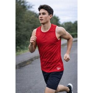 Reebok Weightless Mesh Tank Mens Large Red New Relaxed Fit REW251TX15007